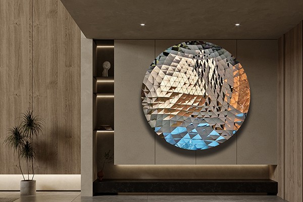 Reflective Faceted Stainless Steel Sculpture | Modern Abstract Art